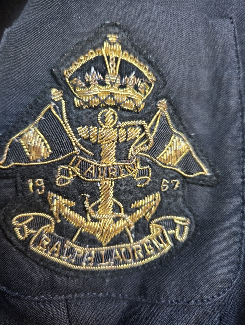Lauren Ralph Lauren Black & Gold Nautical Pocket Patch Petite Size Med - Picture 5 of 7
